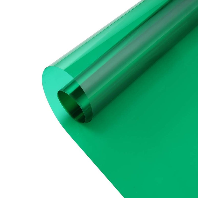 SUMAGITIN Transparent Decorative Window Film Anti UV Colorful Adhesive Vinyl Heat Insulation Solar Window Tinting Sheets Glass Film for Christmas Home Decoration, 17.7Inch x 78.7Inch, Green - Image 2
